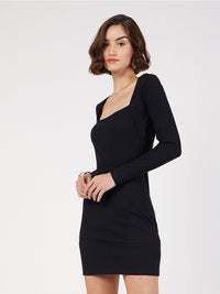 SASSAFRAS Square Neck Sheath Mini Dress