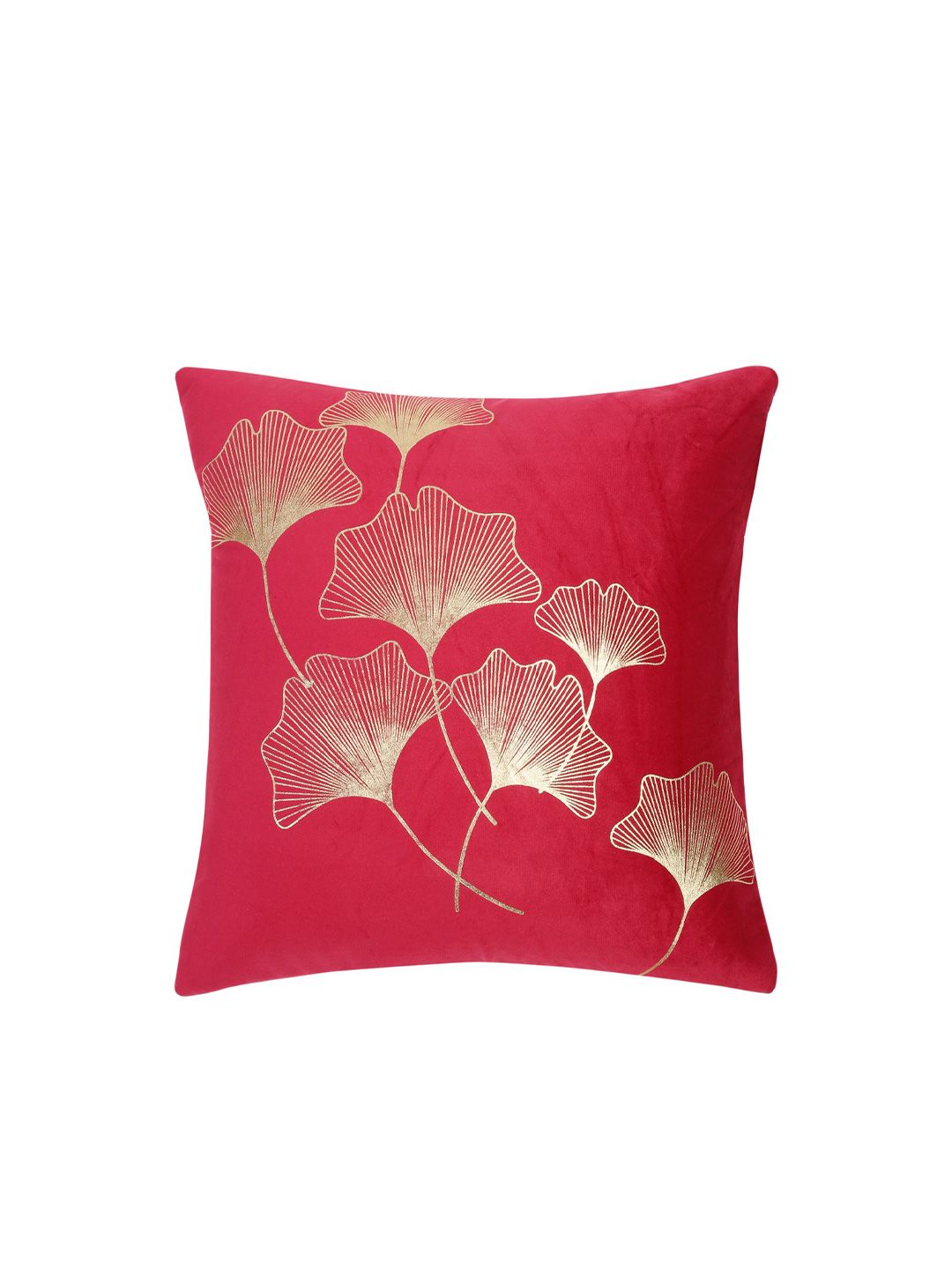 HOSTA HOMES Maroon & Gold Set of 5 Ethnic Motifs Velvet Square Cushion Covers