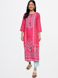 Global Desi Women Blue Straight Fit Parallel Trousers