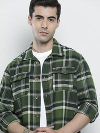 The Indian Garage Co Men Regular Fit Checked Double Flap Pocket Flannel Shirt