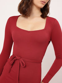DressBerry Baddie Vibes Ribbed Tie-Up & Cut Out Detail Bodycon Dress