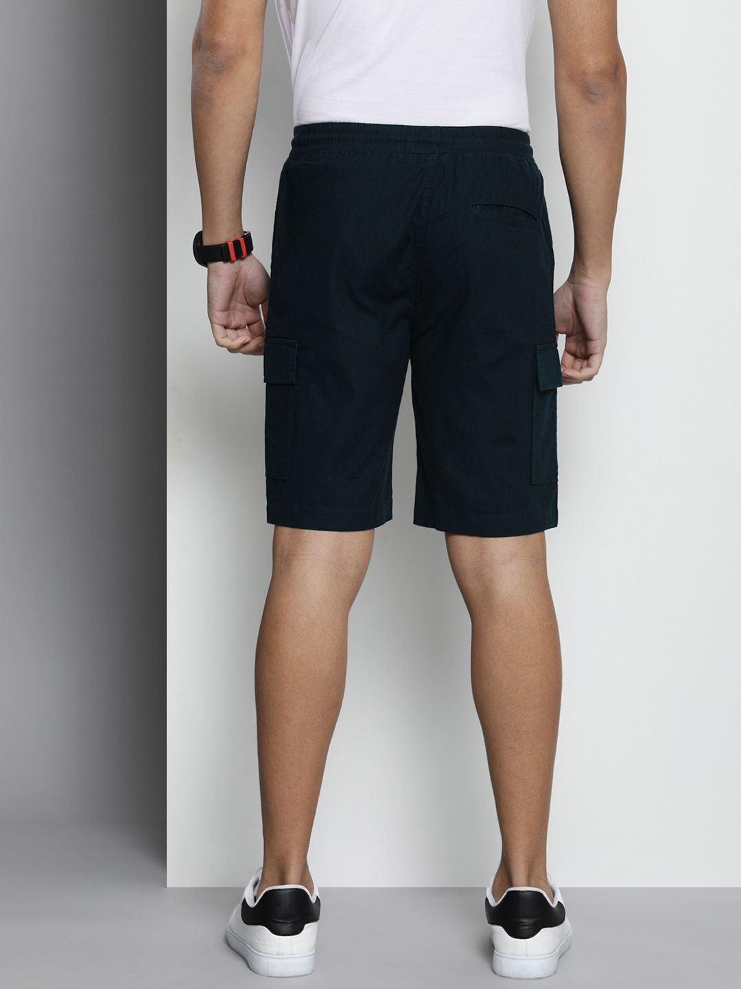 The Indian Garage Co Men Linen Cotton Slim Fit Cargo Shorts