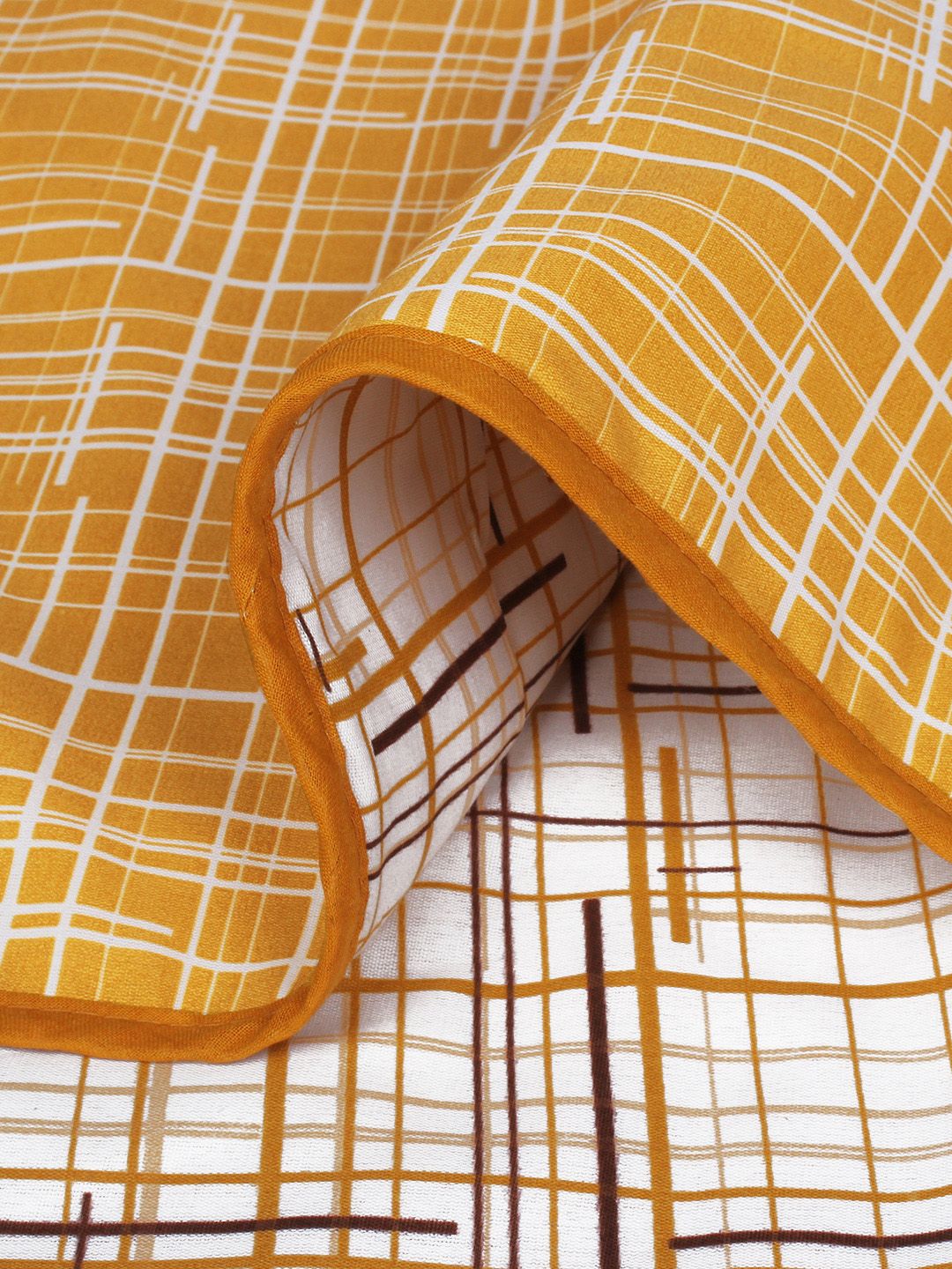 Story@home White & Yellow Printed AC Room 150 GSM Reversible Cotton Double Bed Dohar