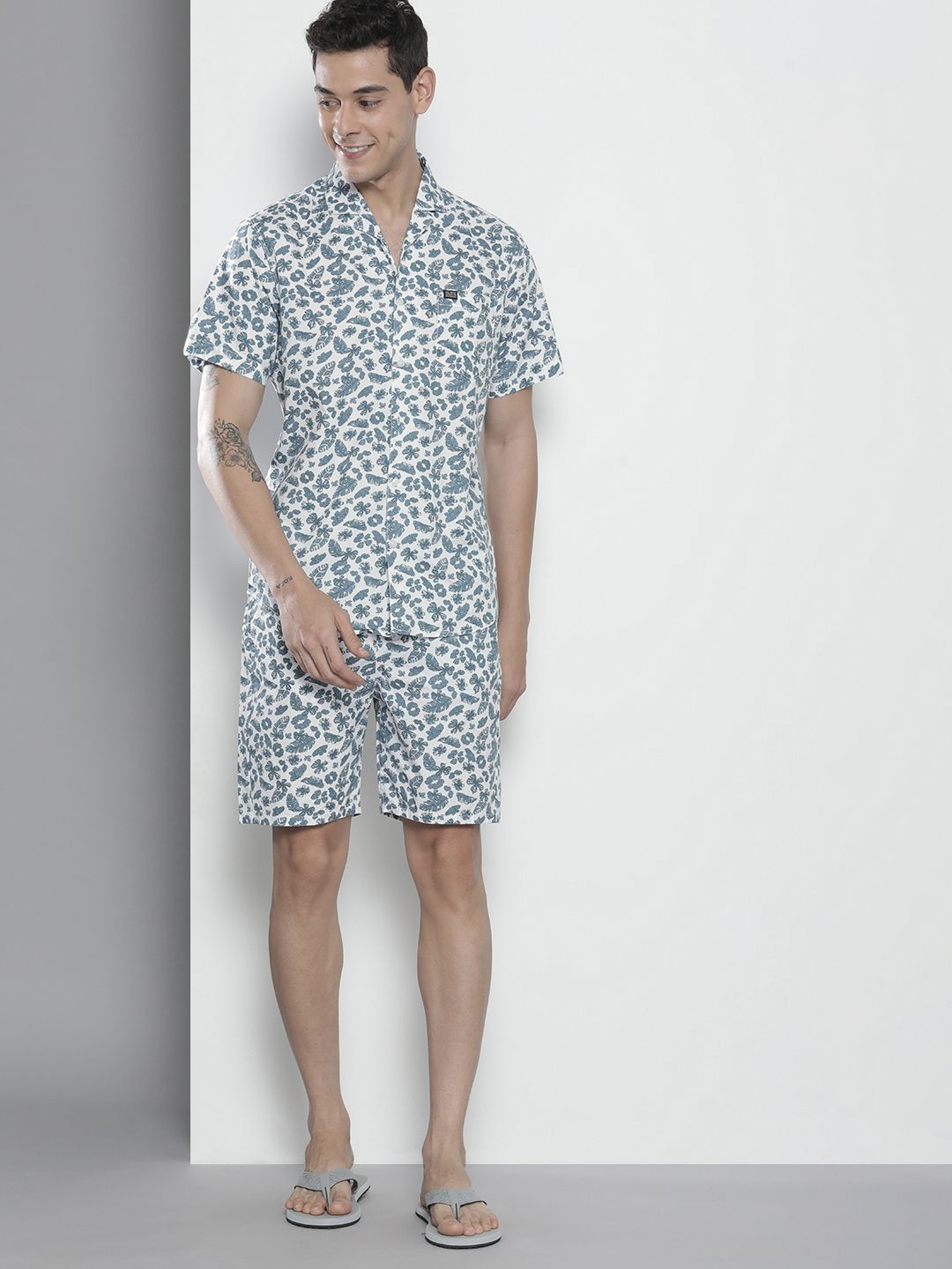 The Indian Garage Co Men White Printed Night suit