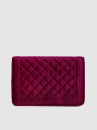 Lino Perros Magenta Quilted Velvet Satchel