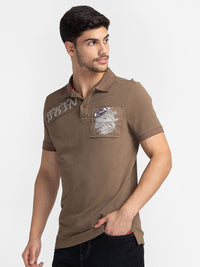 Being Human Typography Printed Applique Polo Collar T-shirt