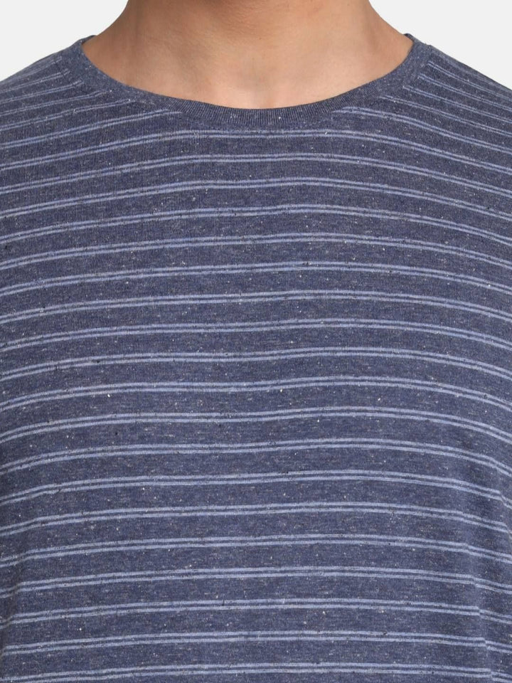 ADRO Men Striped Round Neck Cotton T-shirt
