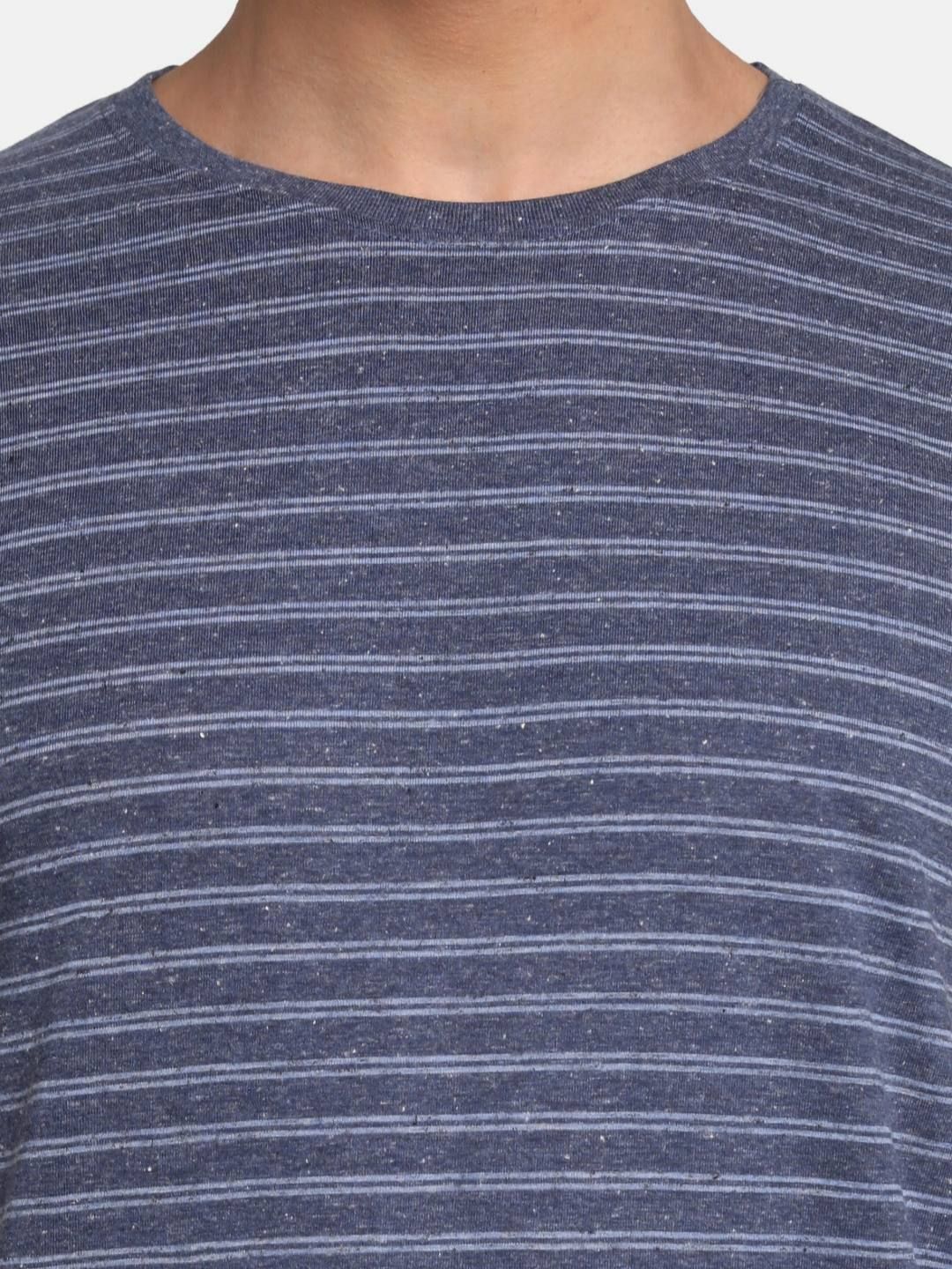 ADRO Men Striped Round Neck Cotton T-shirt