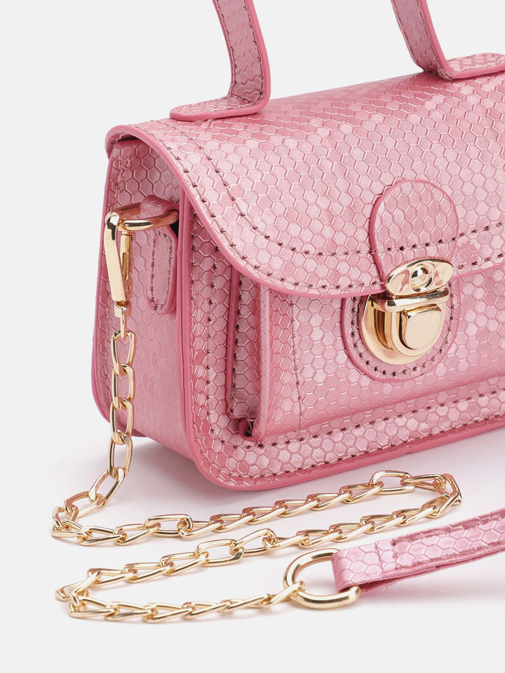 DressBerry Snake Skin Textured Structured Satchel Bag