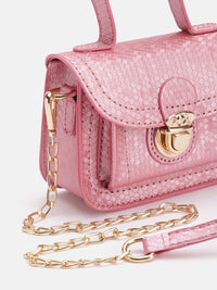 DressBerry Snake Skin Textured Structured Satchel Bag