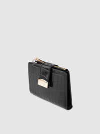 Lino Perros Women Black Animal Printed PU Zip Around Wallet