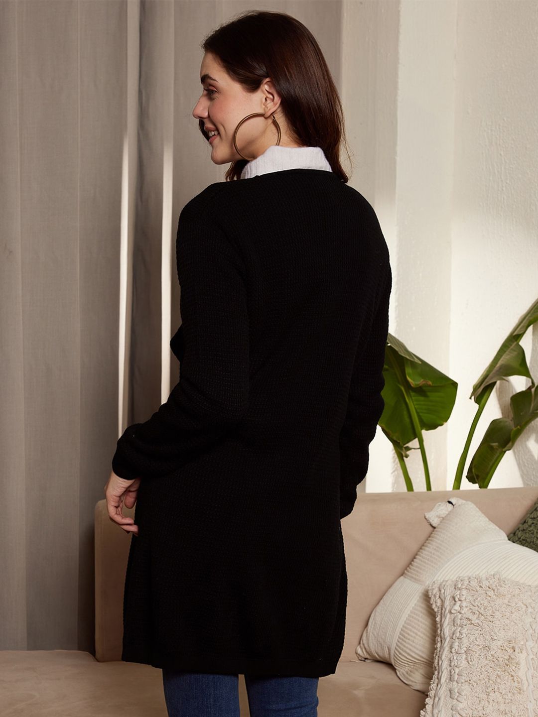 Berrylush Longline Front Open Acrylic Sweater