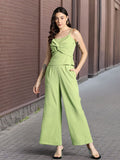 DressBerry Twisted Detail Textured Top and Trousers Co-Ord Set