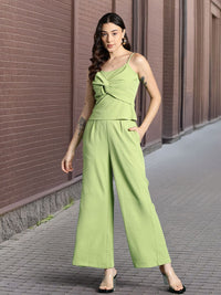 DressBerry Twisted Detail Textured Top and Trousers Co-Ord Set
