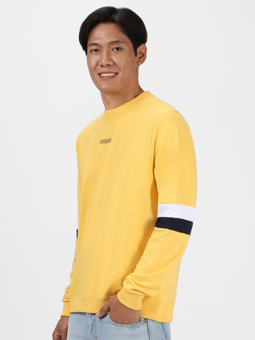Urbano Fashion Cotton Colourblock Round Neck Sweatshirt