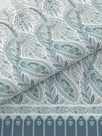 MYTRIDENT Blue & White Ethnic Motifs Cotton 144 TC King Bedsheet With 2 Pillow Covers