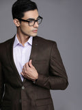 Raymond Men Brown Slim Fit Self Design Single-Breasted Formal Blazer