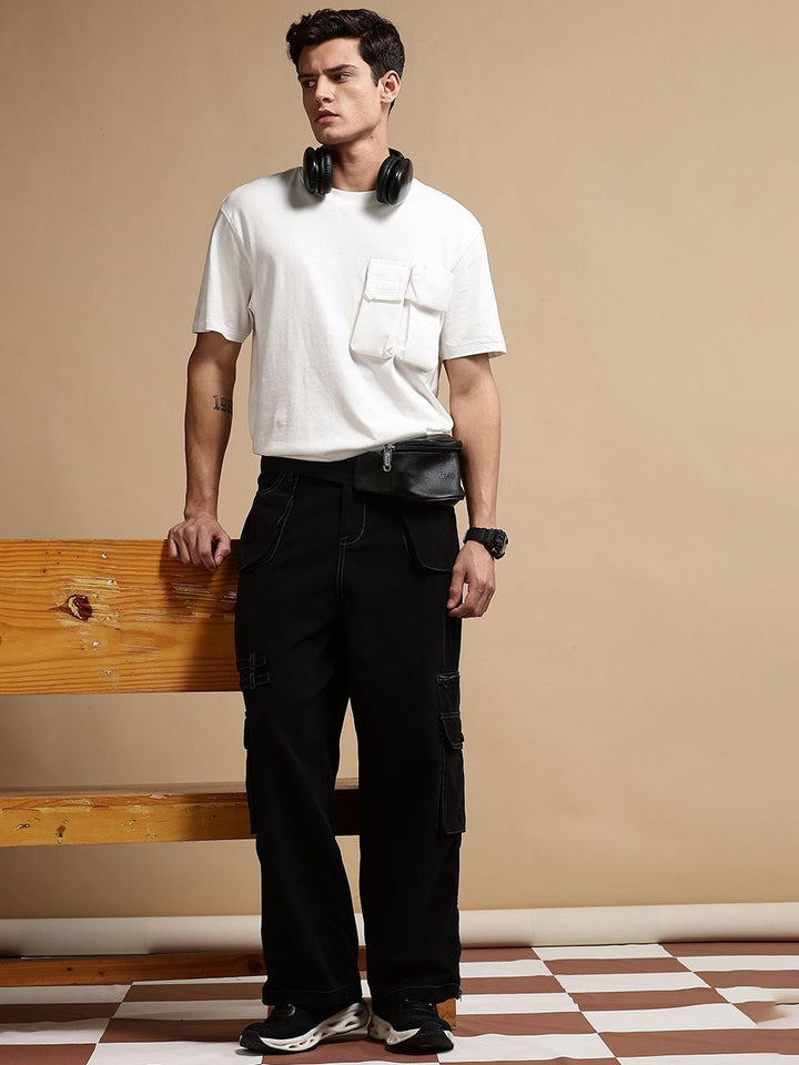 Eszett Men Baggy High-Rise No Fade Cargo Styles Jeans