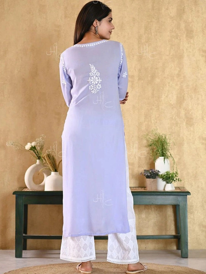 Rumah Wanita Chikankari Kurta Sulam Bunga