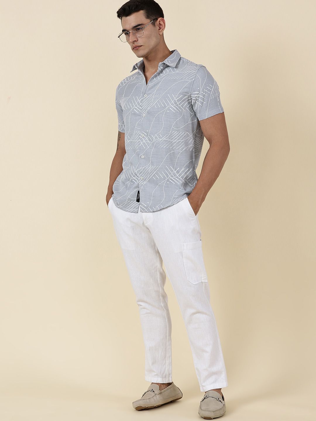 Thomas Scott Men Classic Slim Fit Opaque Printed Casual Shirt