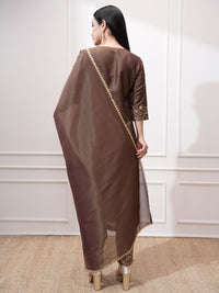 Vishudh Women Ethnic Motifs Embroidered Regular Kurta with Trousers & With Dupatta