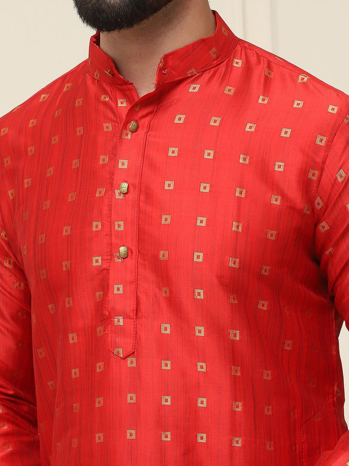 SOJANYA Kurta Kolar Mandarin Rekaan Tenun Geometrik dengan Churidar
