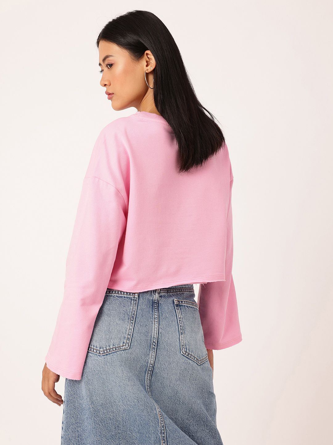 DressBerry Cotton Terry Boxy Crop Pullover Sweatshirt