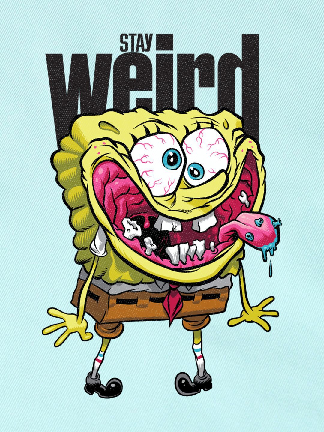 Bewakoof Women Graphic Printed Round Neck Pure Cotton Relaxed Fit Spongebob T-shirt