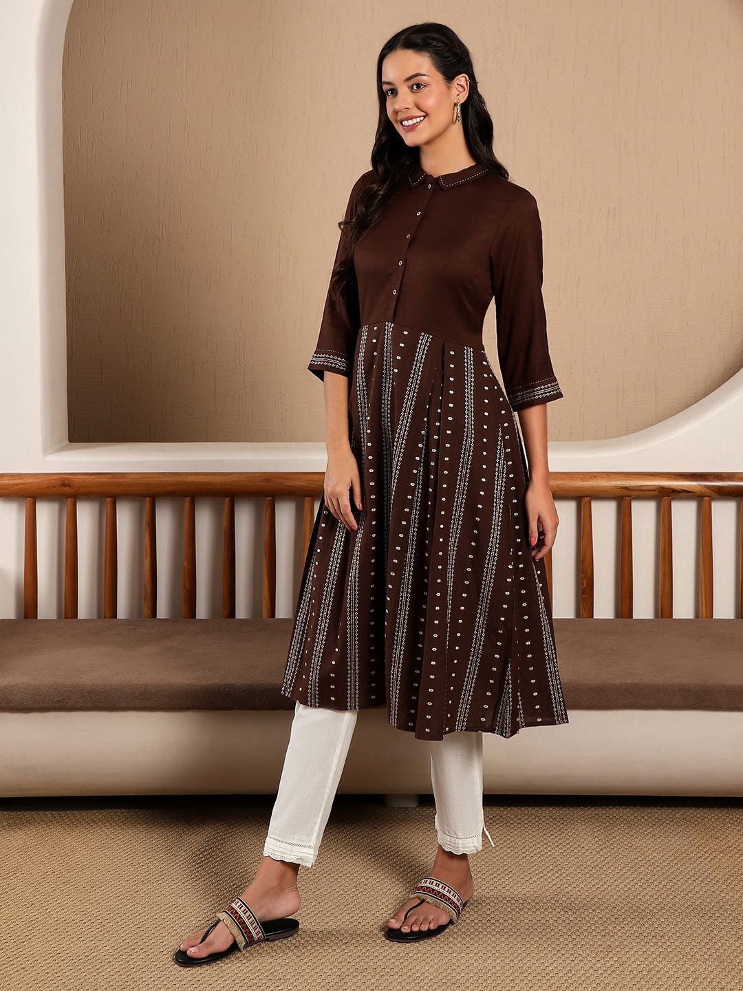 W Printed Midi Cotton Dress