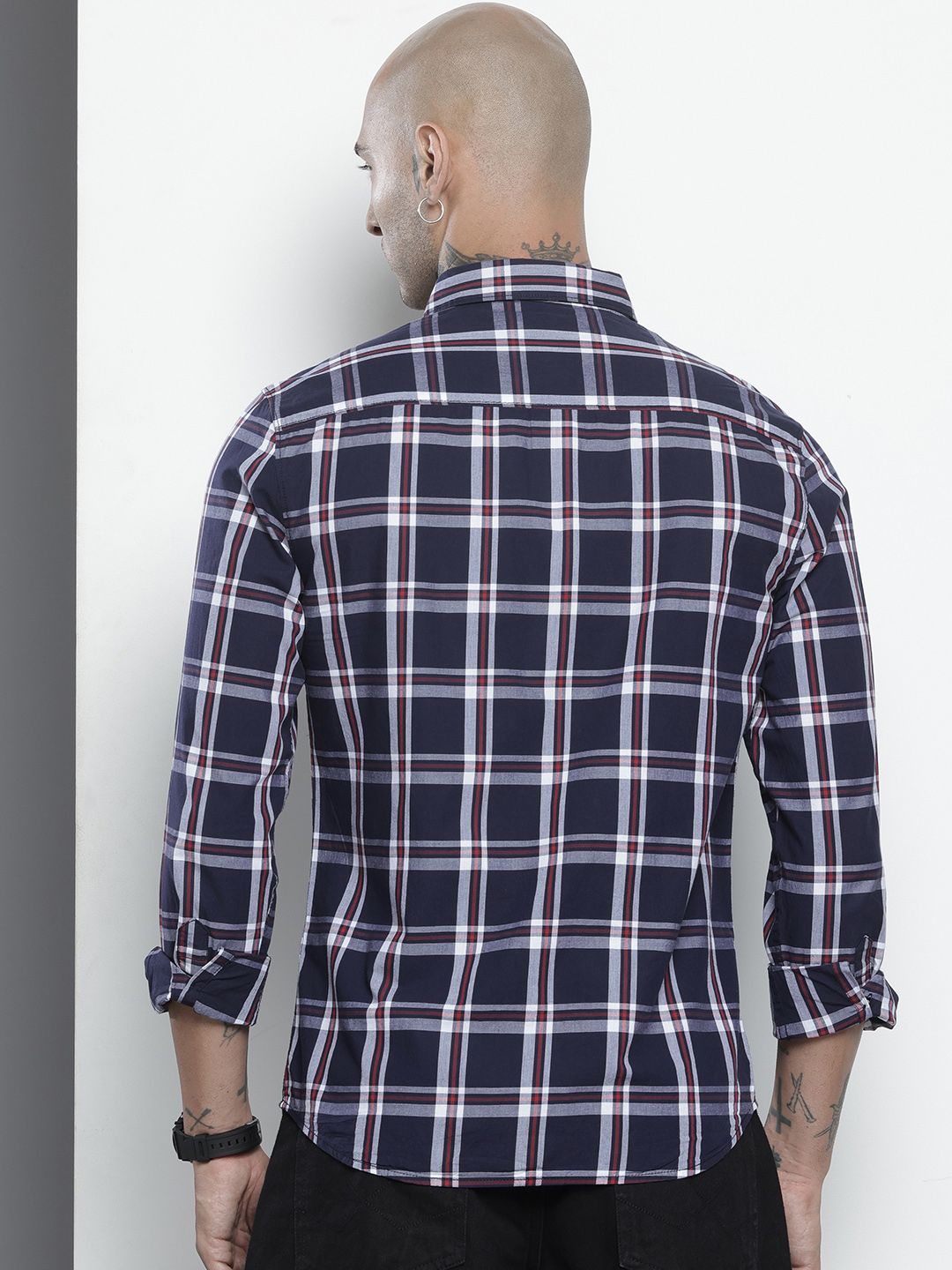The Indian Garage Co Pure Cotton Slim Fit Tartan Checks Casual Shirt