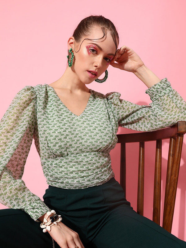 STREET 9 Gorgeous Green Self-Design Top