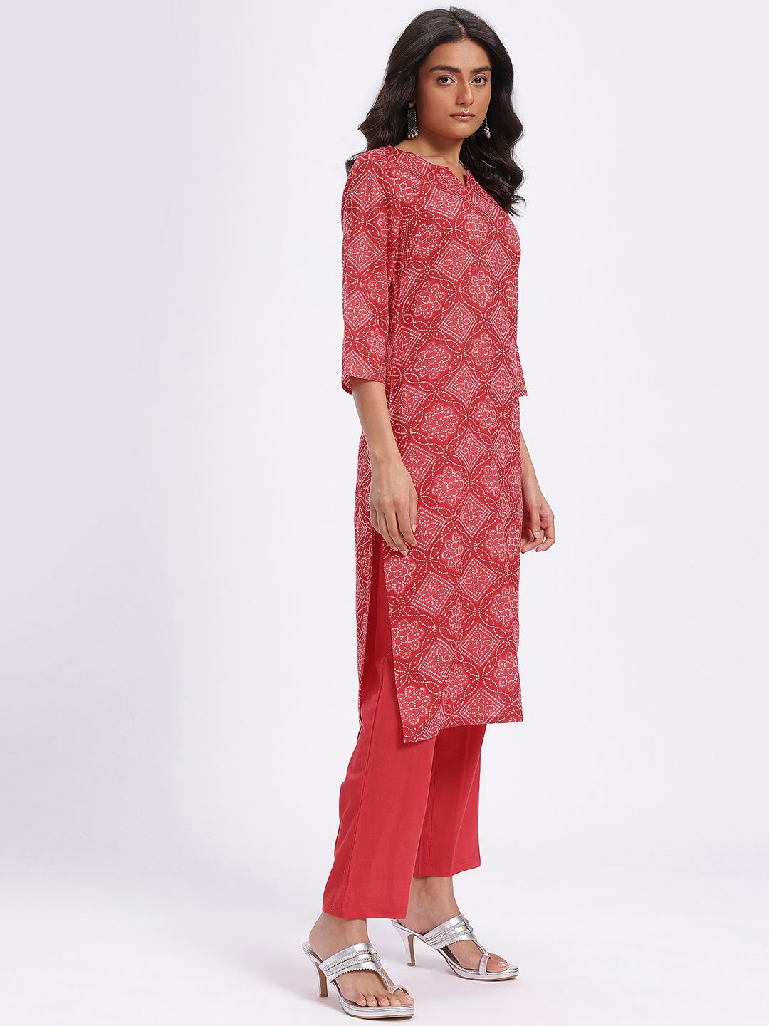 Anouk Bandhani Printed Cotton Kurta with Trousers & With Dupatta