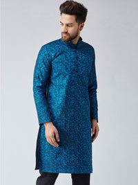 SOJANYA Men Blue Woven Design Straight Kurta