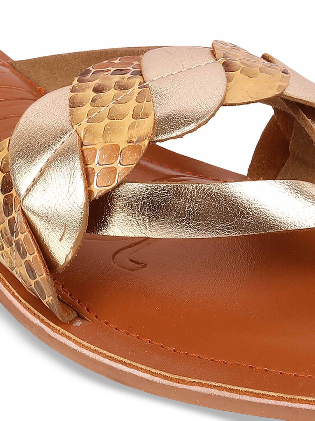 Mochi Women Printed Open Toe Flats with Buckles