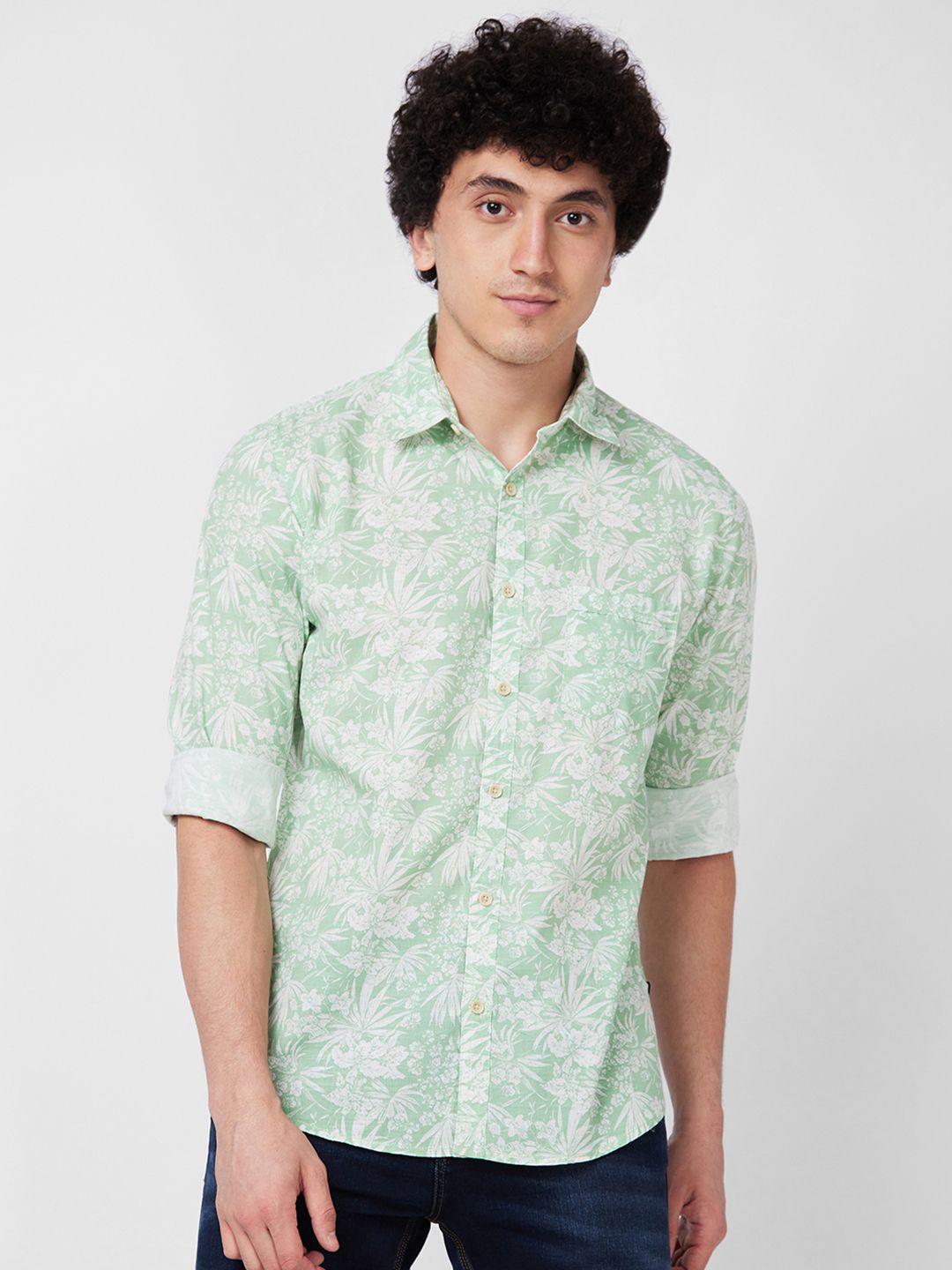 SPYKAR Floral Printed Cotton Casual Shirt