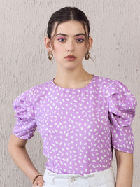 Berrylush Round Neck Printed Top