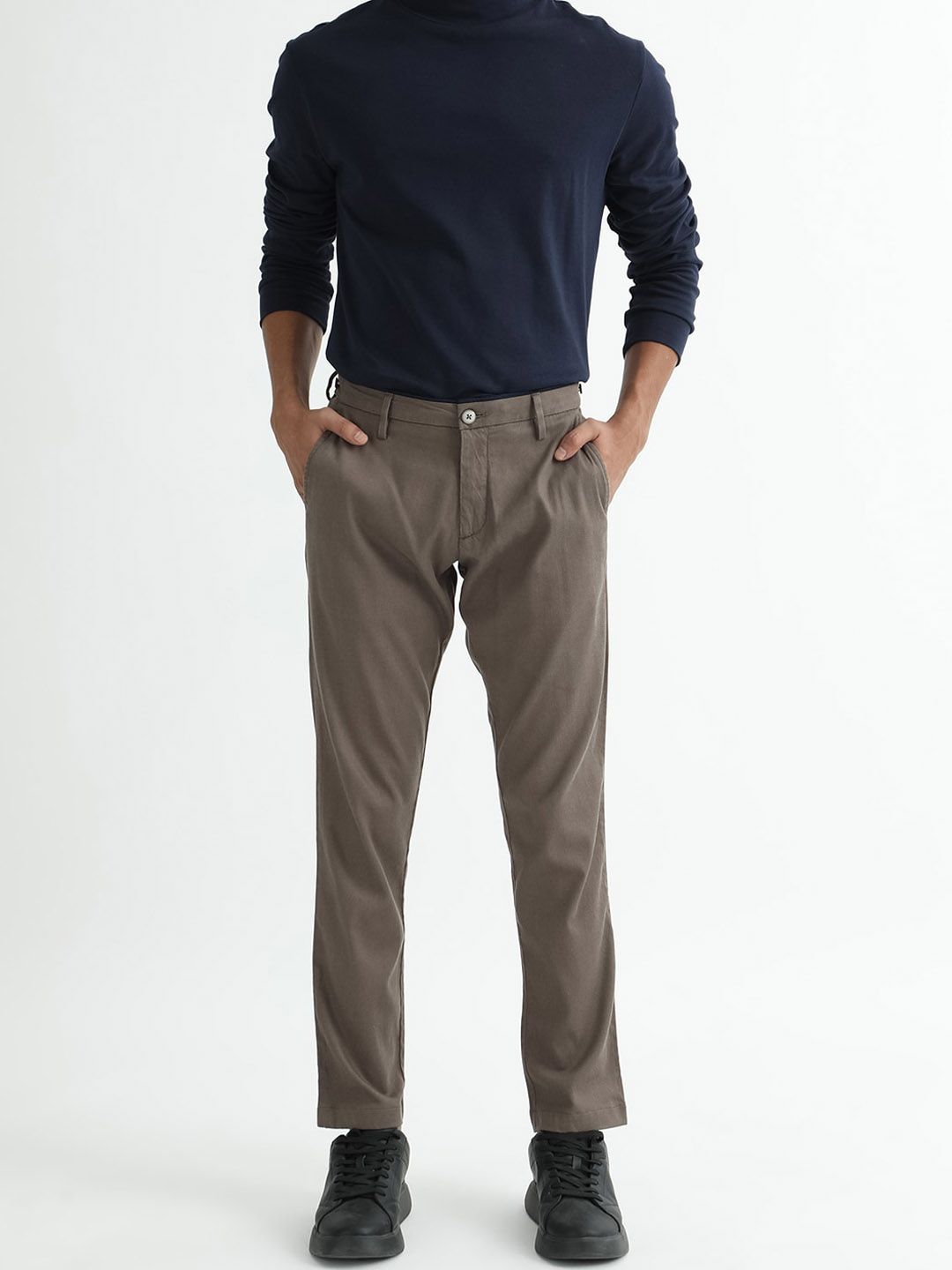 RARE RABBIT Men Slim Fit Mid-Rise Cotton Casual Trousers