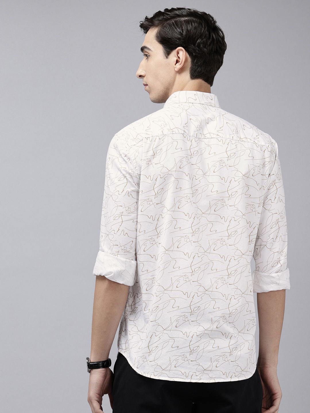 Park Avenue Pure Cotton Slim Fit Abstract Printed Casual Shirt