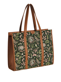 TEAL BY CHUMBAK Printed Shopper Handheld Bag with Fringed