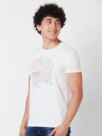 SPYKAR Round Neck Short Sleeves Printed Slim Fit Cotton T-shirt