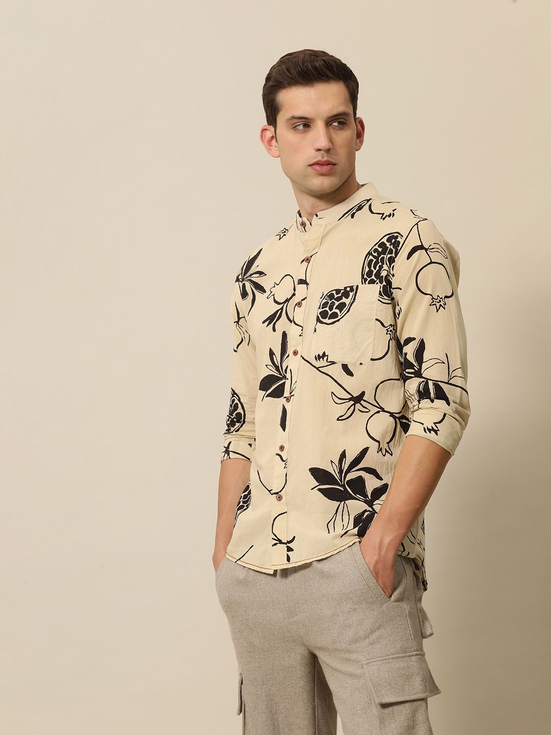Mr Bowerbird Pure Cotton Tailored Fit Hand Block Printed Casual Shirt