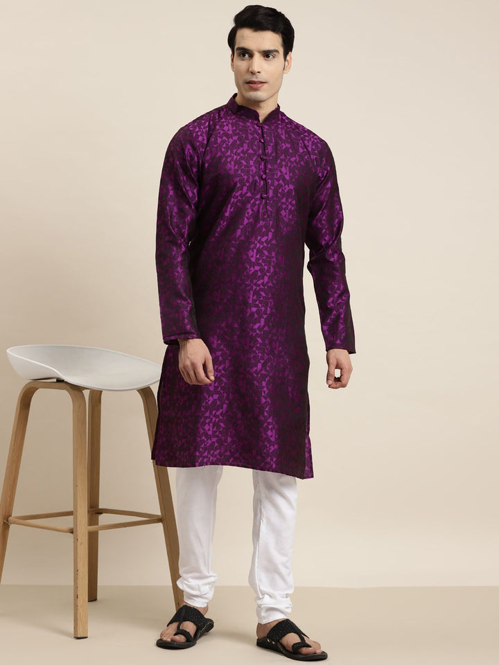 SOJANYA Kurta Lurus Rekaan Sendiri Lelaki Ungu & Pink
