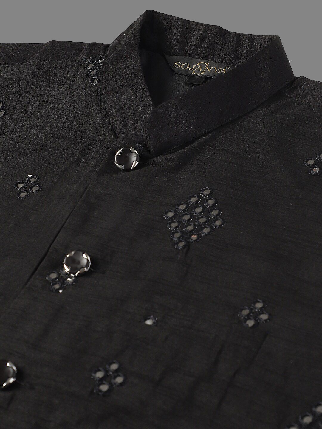 SOJANYA Leheriya Embroidered Pure Cotton Kurta with Pyjamas & Narhu Jacket