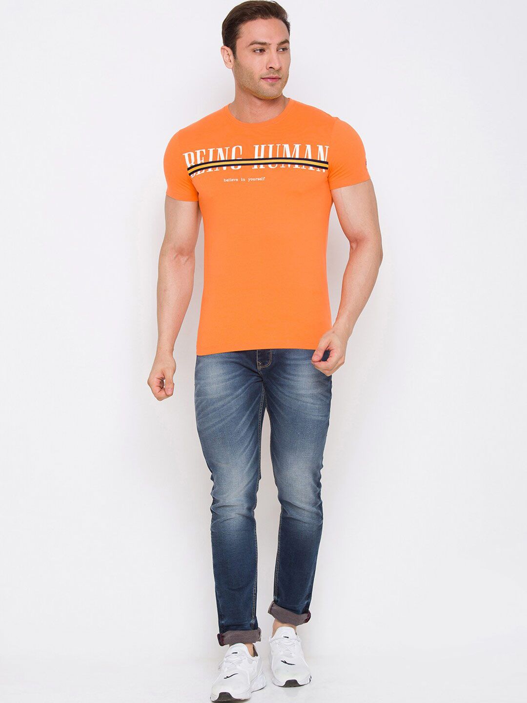 Being Human Typography Printed Round Neck Cotton Regular T-shirt