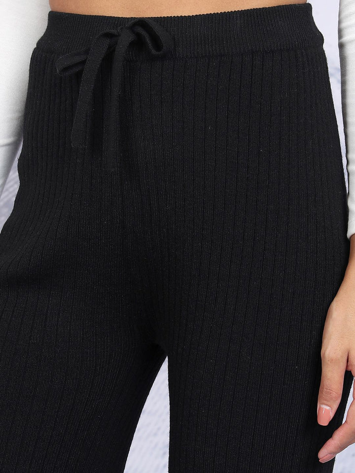 Tokyo Talkies Black Relaxed Fit Cardigan & Flared Pants Co-Ords