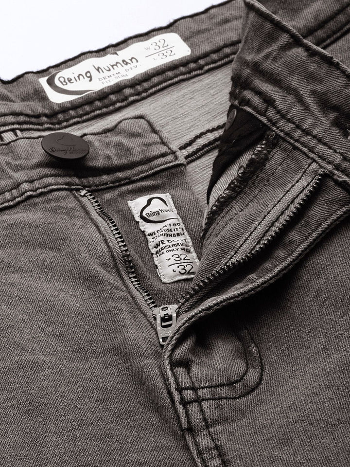 Being Human Men Slim Fit Mildly Distressed Light Fade Stretchable Jeans