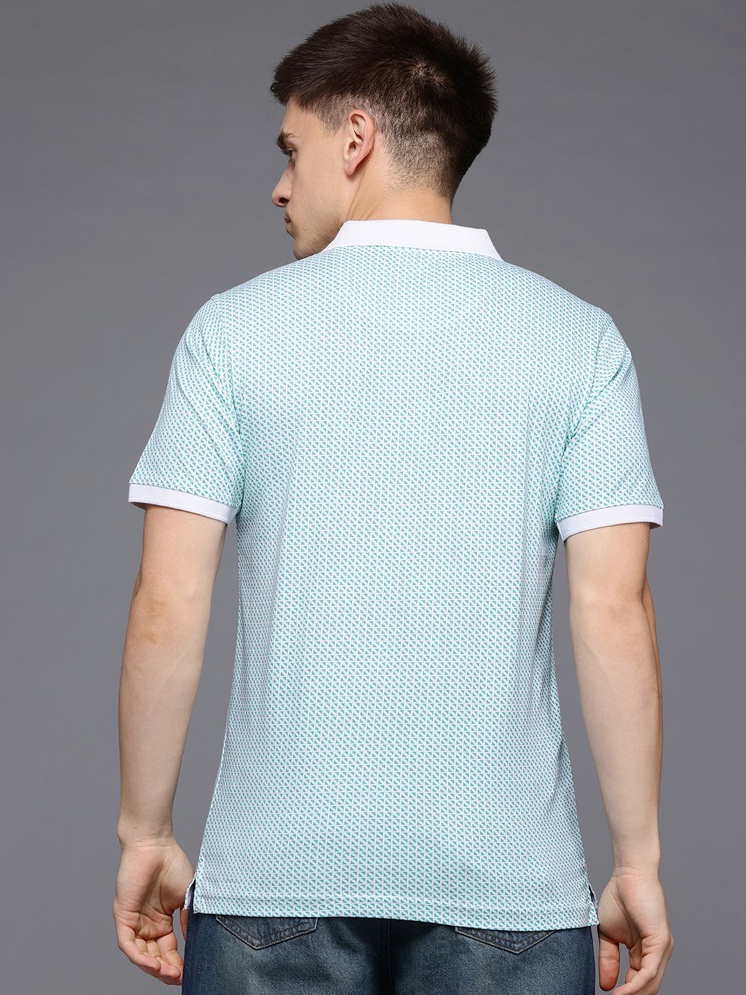 Raymond Geometric Print Polo Collar Pure Cotton Modern Fit T-shirt