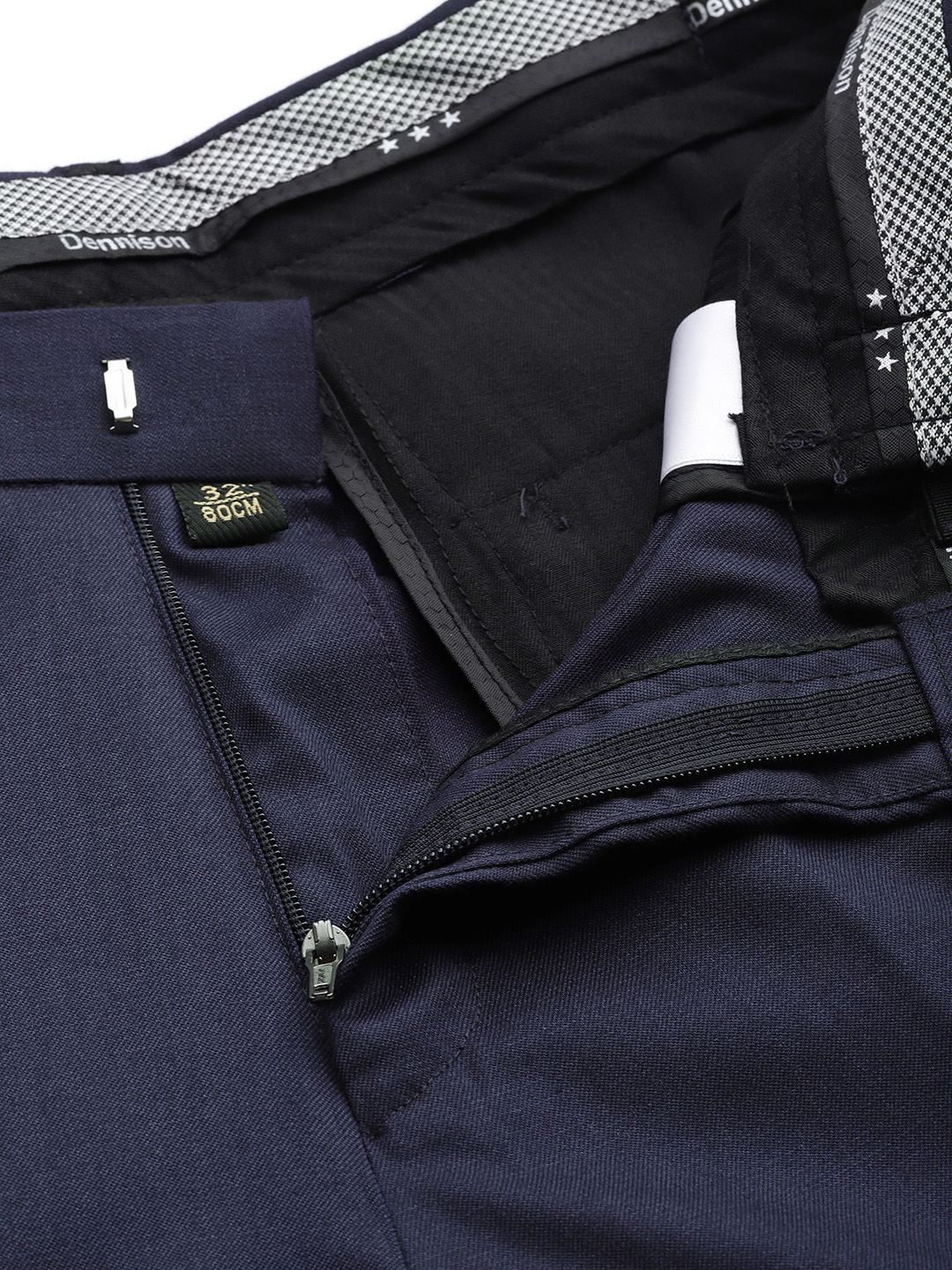 DENNISON Men Blue Smart Tapered Fit Easy Wash Trousers