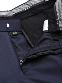 DENNISON Men Blue Smart Tapered Fit Easy Wash Trousers