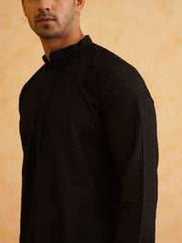 SOJANYA Checked Self Design Mandarin Collar Pure Cotton Kurta With Pyjamas
